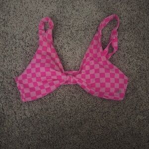 Pink Checkered Bikini Top